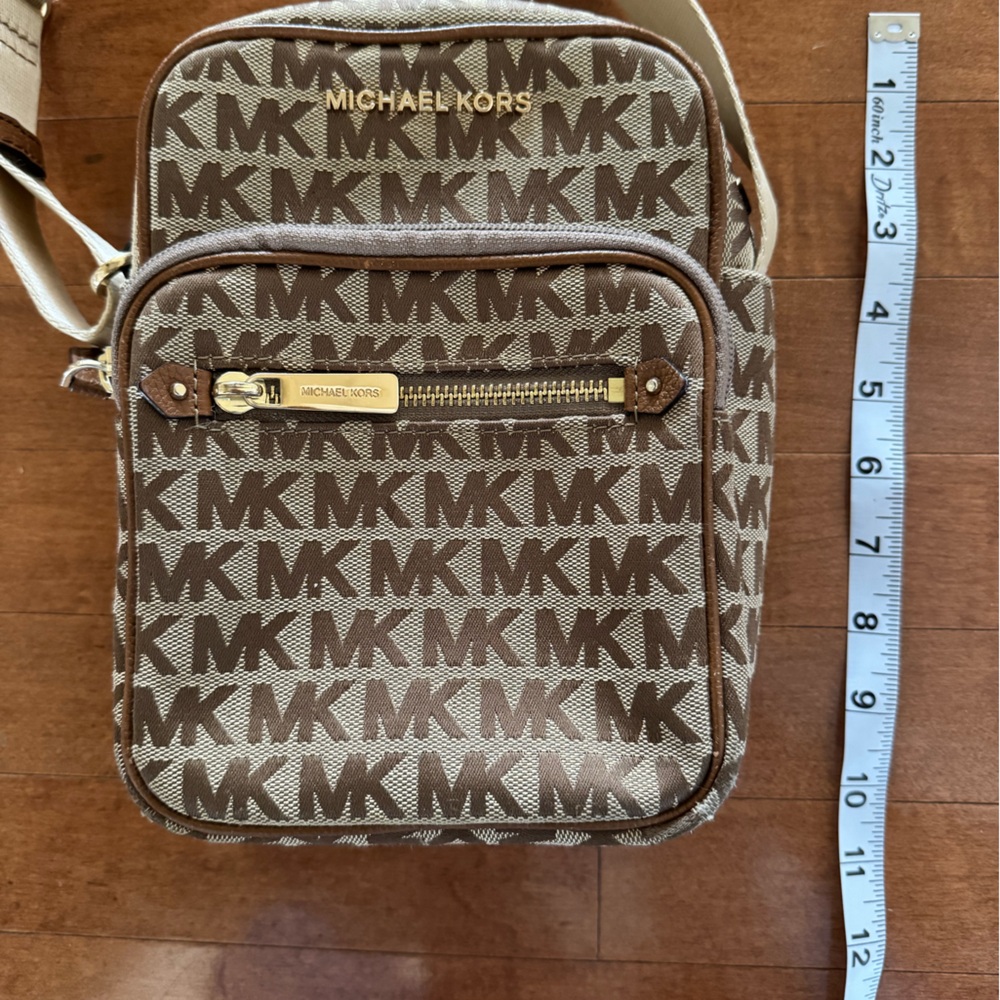 Michael Kors Crossbody Bag Brown and Gold Signature Print